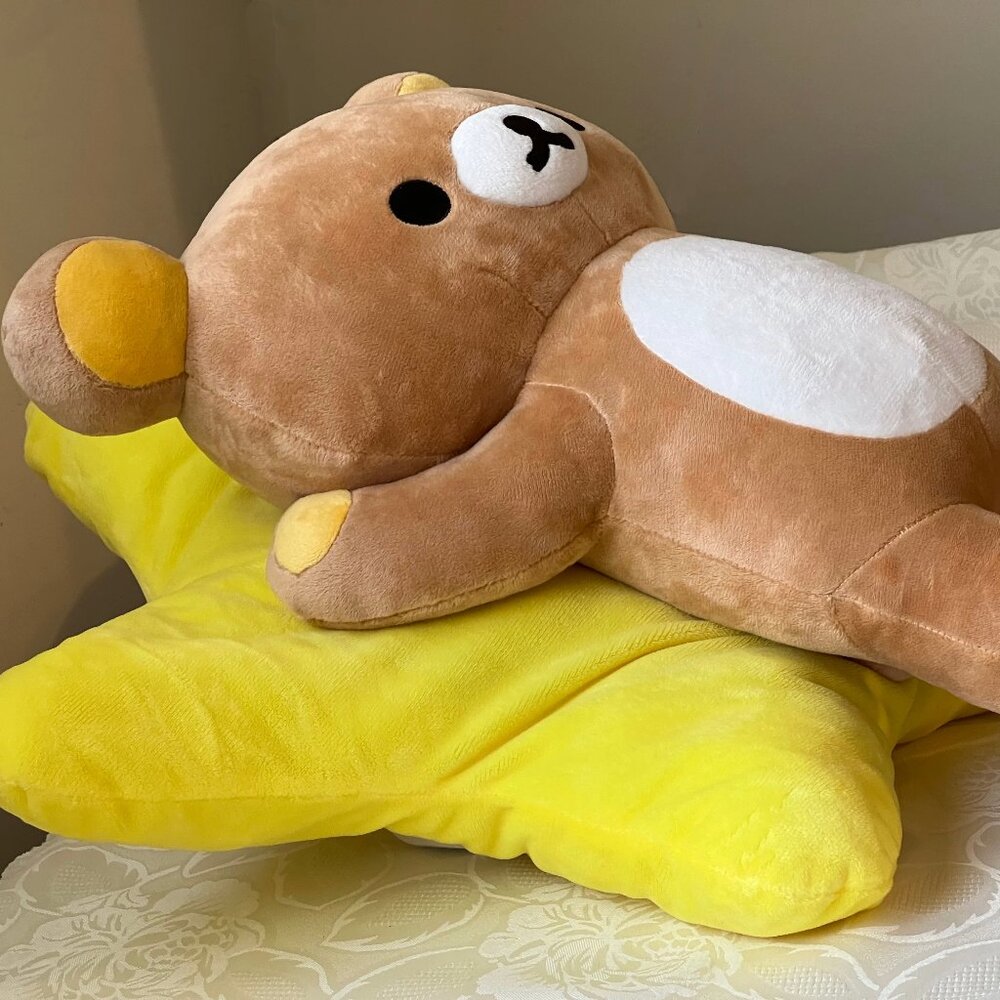 San-X Rilakkuma Lying on Yellow Star 16” Plush (New with Tag)